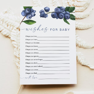 Blueberry Baby Shower Wishes for Baby Game Card