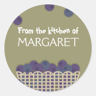 blueberry basket baking kitchen gift stickers, ... classic round sticker