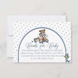 Blueberry Bear Baby Boy Shower Book Request Invitation