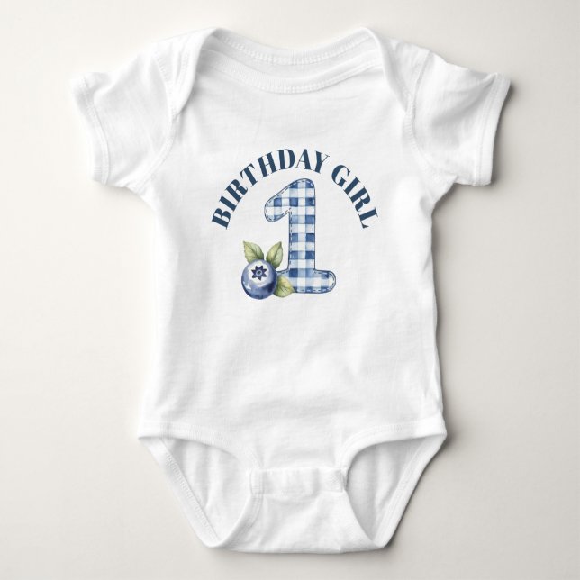 Blueberry Berry First Birthday Baby Bodysuit (Front)