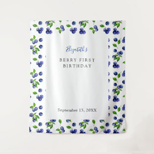 Blueberry Berry First Birthday Background Simple Tapestry