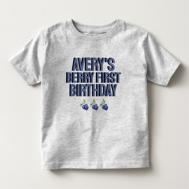 Blueberry Berry First Girl 1st Birthday  Toddler T-Shirt (Front)