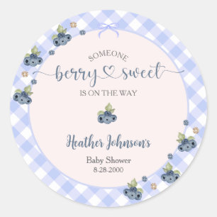 Blueberry Berry Sweet Baby Boy Baby Shower Classic Round Sticker