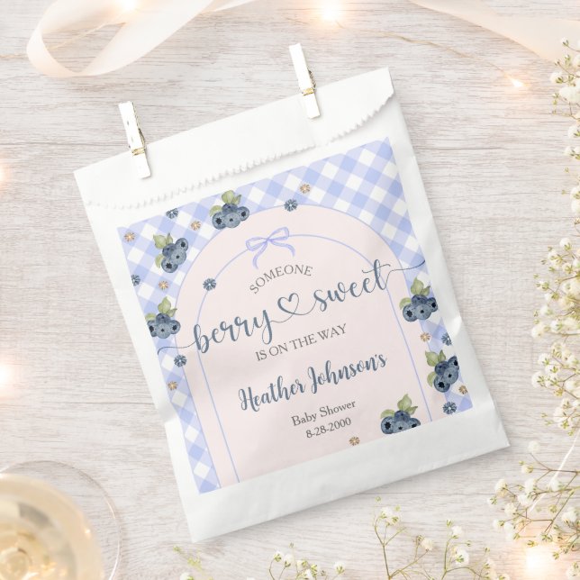 Blueberry Berry Sweet Baby Boy Baby Shower Favour Bag (Clipped)