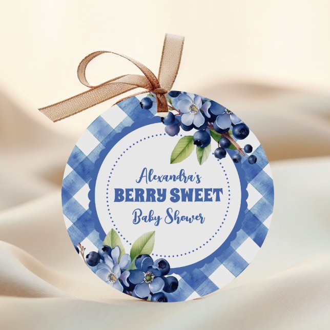 Blueberry Berry Sweet Baby Shower Classic Round Sticker (Creator Uploaded)