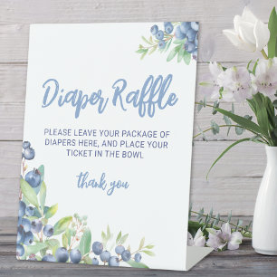 Blueberry Berry Sweet Baby Shower Diaper Raffle Pedestal Sign