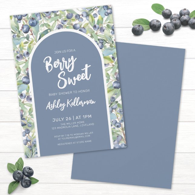 Blueberry Berry Sweet Baby Shower Invitation (Blueberry Berry Sweet Baby Shower Invitation)