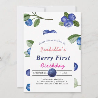 Blueberry berry sweet baby shower invitation