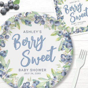 Blueberry Berry Sweet Baby Shower Paper Plate