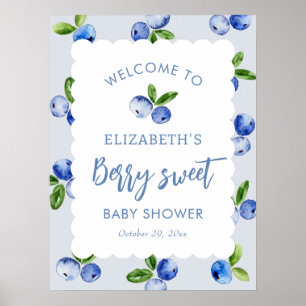 Blueberry Berry Sweet Boy Baby Shower Welcome Sign