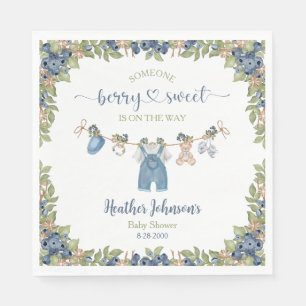Blueberry Berry Sweet Clothesline Baby Shower Napkin