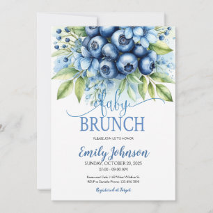 Blueberry & Blue Flowers Baby Brunch Invitation