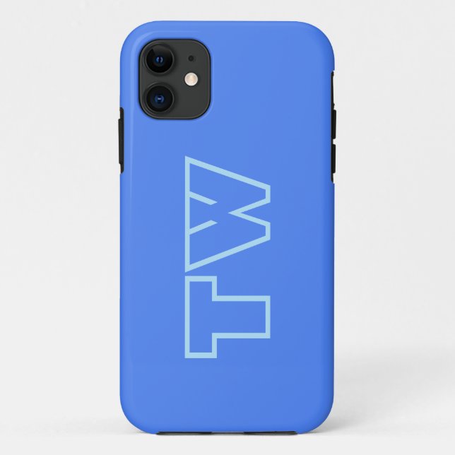 Blueberry Blue Solid Colour Minimalist Monogram  Case-Mate iPhone Case (Back)