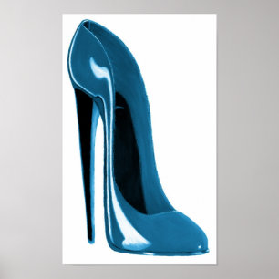 Blueberry Blue Stiletto Shoe Print
