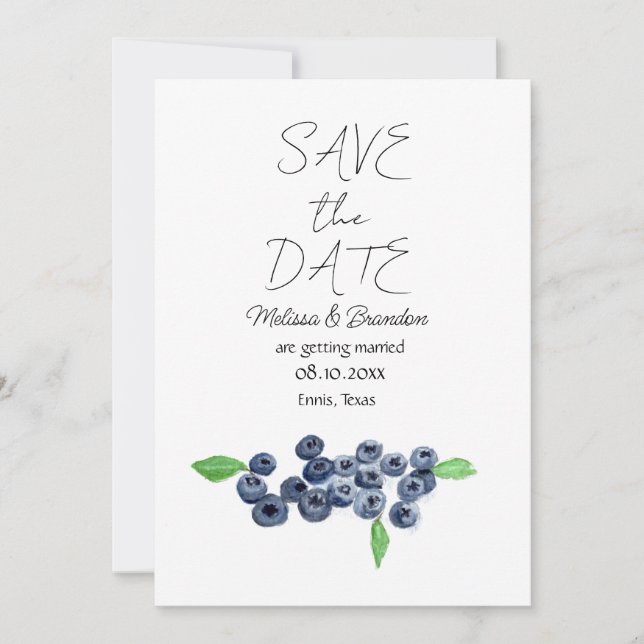 Blueberry Blueberries Berries Rustic Wedding  Invitation (Front)
