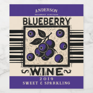 Blueberry blueberries homemade shrub cordial wine label