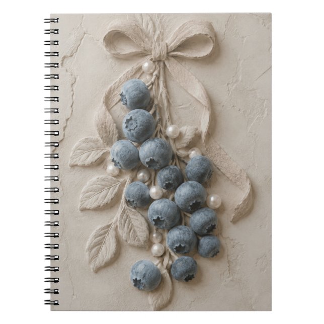 Blueberry Botanical Plaster Relief Wall Art  Notebook (Front)