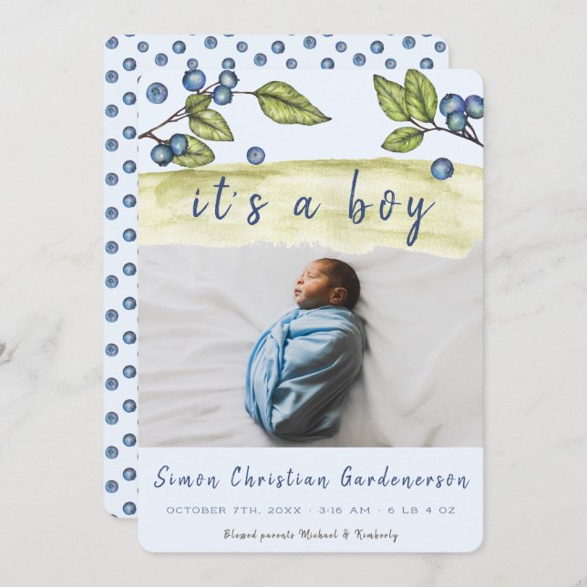 Blueberry Boy Announcement (Front/Back)