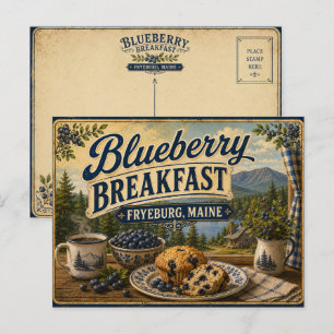 Blueberry Breakfast in Maine Countryside Postcard