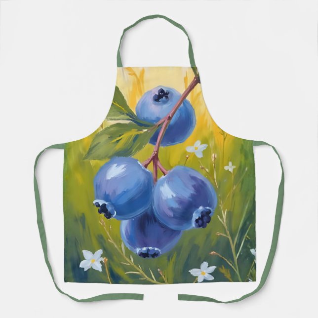 Blueberry Bush | Fruit Watercolor Painting Apron (Front)