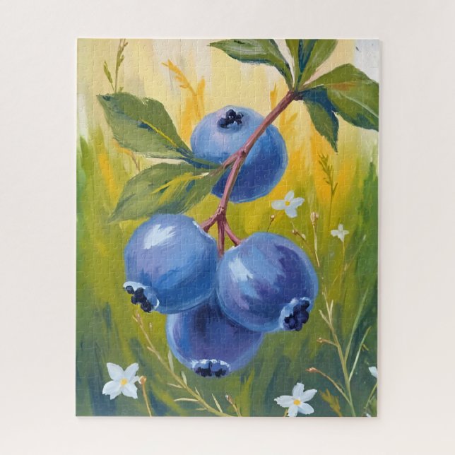 Blueberry Bush | Fruit Watercolor Painting Jigsaw Puzzle (Vertical)