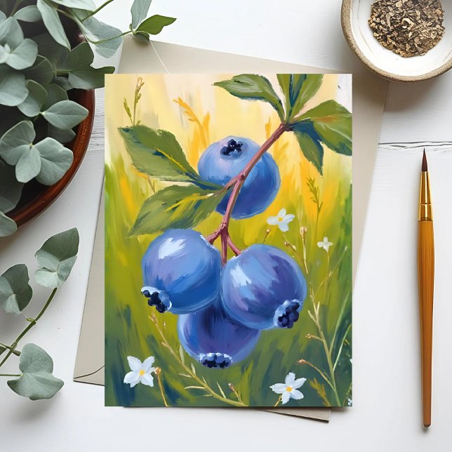 Blueberry Bush | Fruit Watercolor Painting Postcard (Creator Uploaded)