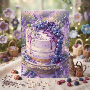 Blueberry Cake Happy Birthday Friend Card