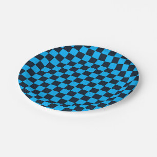 Blueberry checkered pattern paper plate