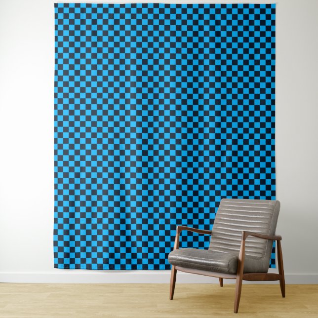 Blueberry checkered pattern tapestry (In Situ)