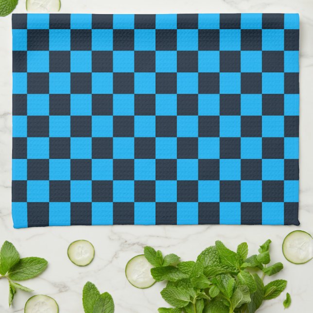 Blueberry checkered pattern tea towel (Folded)