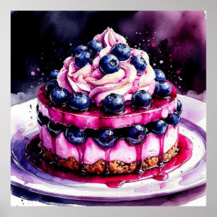 🍰 Blueberry Cheesecake For Dessert Kitchen Poster