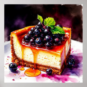 🍰 Blueberry Cheesecake Slice For Kitchen Poster
