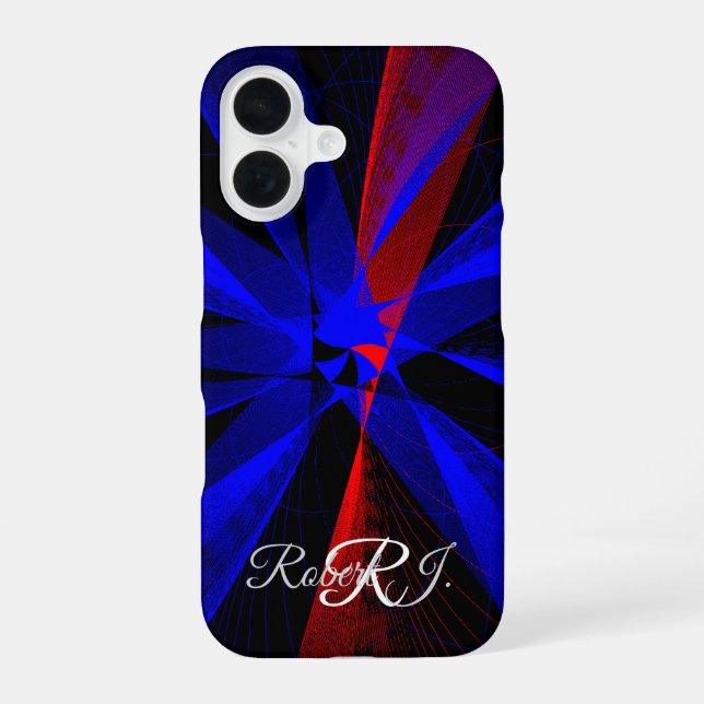 Blueberry Colour Abstract Geometric iPhone 16 Case (Back)