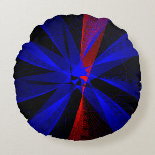 Blueberry Colour Abstract Geometric Round Pillow