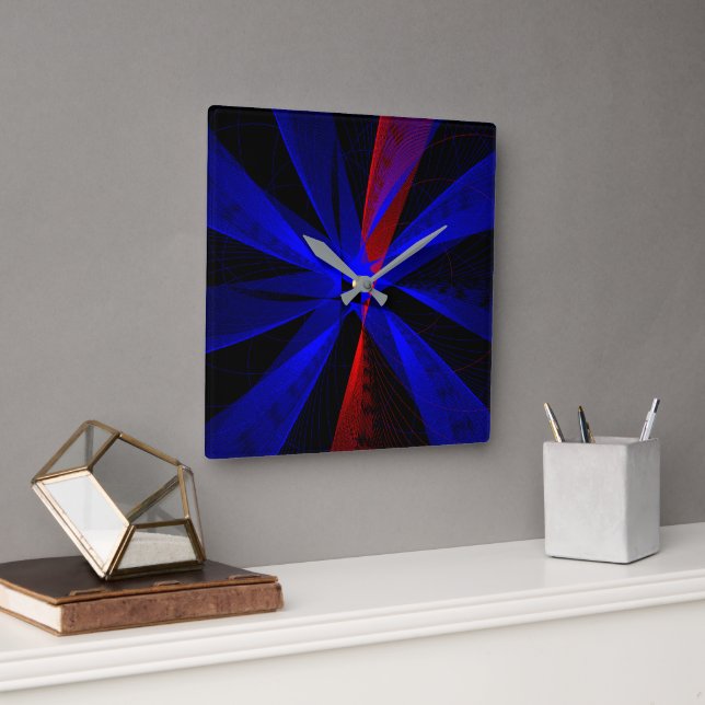 Blueberry Colour Abstract Geometric Wall Clock (Office)
