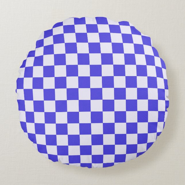 Blueberry cream chequered pattern round cushion (Front)
