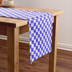 Blueberry cream chequered pattern short table runner