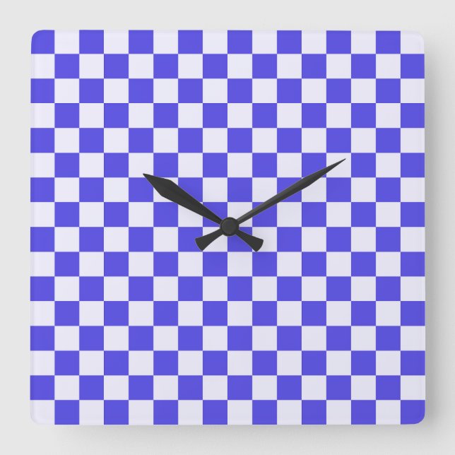 Blueberry cream chequered pattern square wall clock (Front)