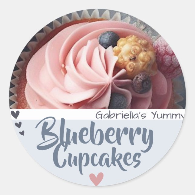 Blueberry Cupcake Cake Photo Template Baking Label (Front)