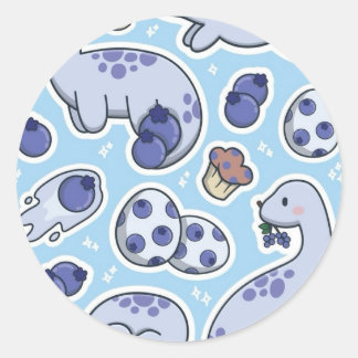 Blueberry dinosaur classic round sticker