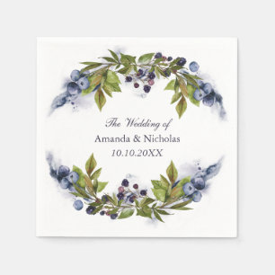 Blueberry  fall wedding personalised napkin