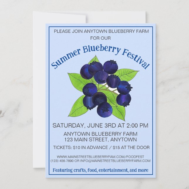 Blueberry Festival Maine Wild Blueberries Fair Invitation (Front)