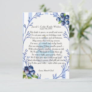 Blueberry First Birthday Cake Knife Poem Invitation