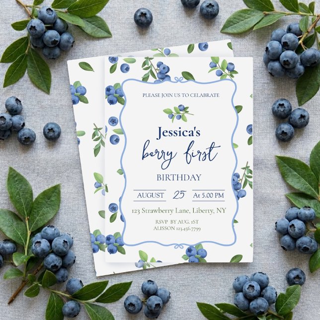 Blueberry First Birthday Invitation (Creator Uploaded)
