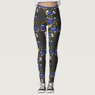 Blueberry Fitness Mascot Jumping Burst Exercise St Leggings