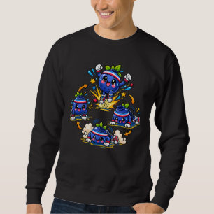 Blueberry Fitness Mascot Jumping Burst Exercise St Sweatshirt