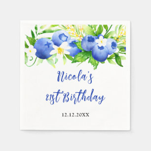 Blueberry Floral Birthday Napkin