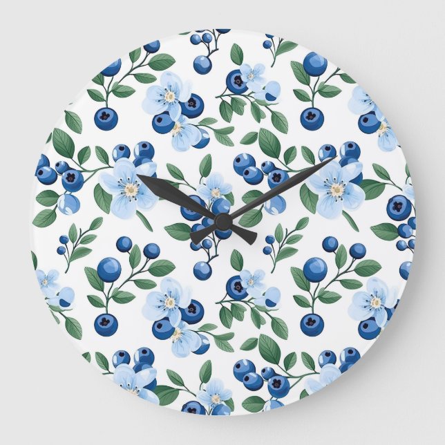 Blueberry Floral Wall Clock (Front)