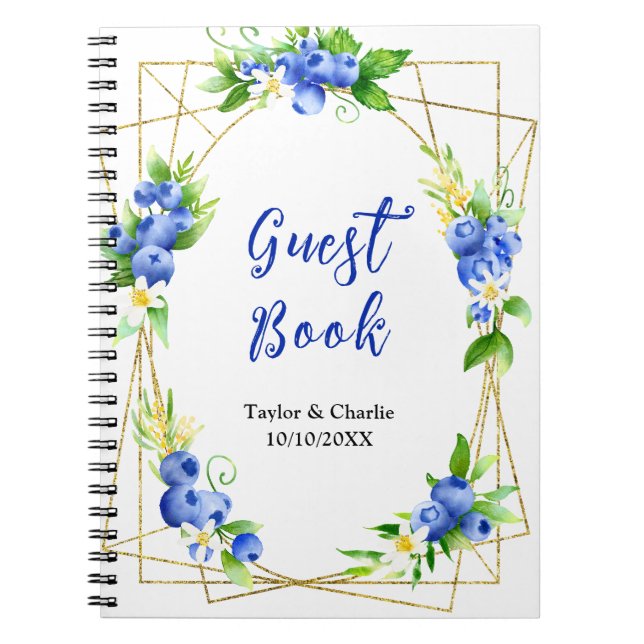 Blueberry Floral Wedding Guest Book (Front)