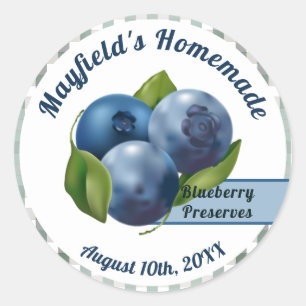Blueberry Fruit Canning Jam Jar Classic Round Sticker